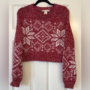 Kaisley Red and White Snowflake Wool Blend Sweater Size Small